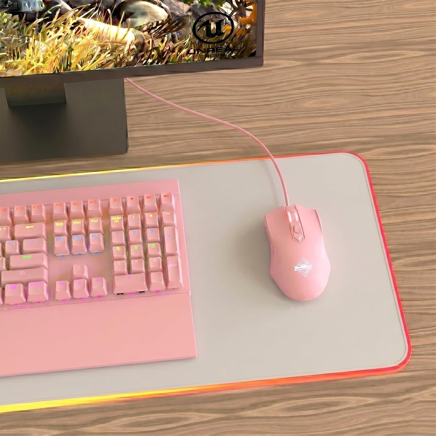 MOUSE GAMER LOMILUSKR AJ52 RGB CABLEADO 7 BOTONES 200-4800 DPI AJUSTABLE ROSA - 4