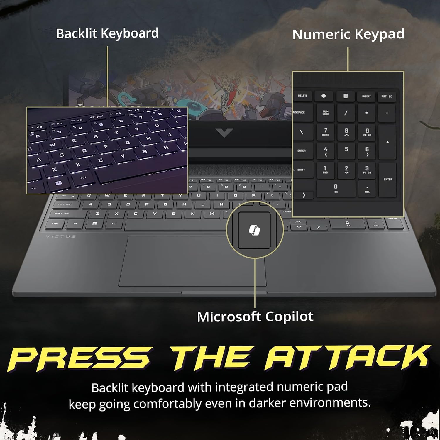 LAPTOP HP VICTUS 15 GAMING 15.6' FHD 144HZ RYZEN 7 7445HS 16GB DDR5 512GB SSD RTX 4050 6GB (RENOVADO) - 4