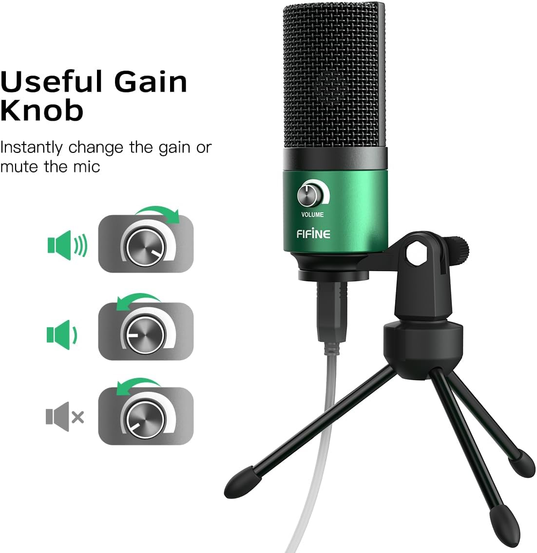 MICRÓFONO CONDENSADOR USB FIFINE K669 VERDE PARA GRABACIÓN Y VIDEOCONFERENCIAS - 2