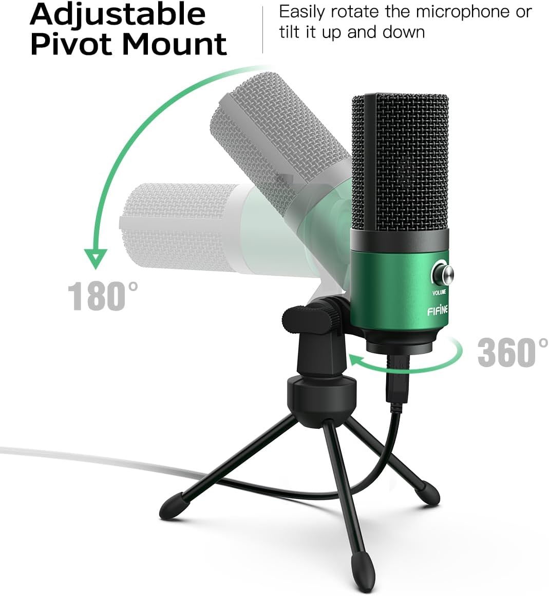 MICRÓFONO CONDENSADOR USB FIFINE K669 VERDE PARA GRABACIÓN Y VIDEOCONFERENCIAS - 3