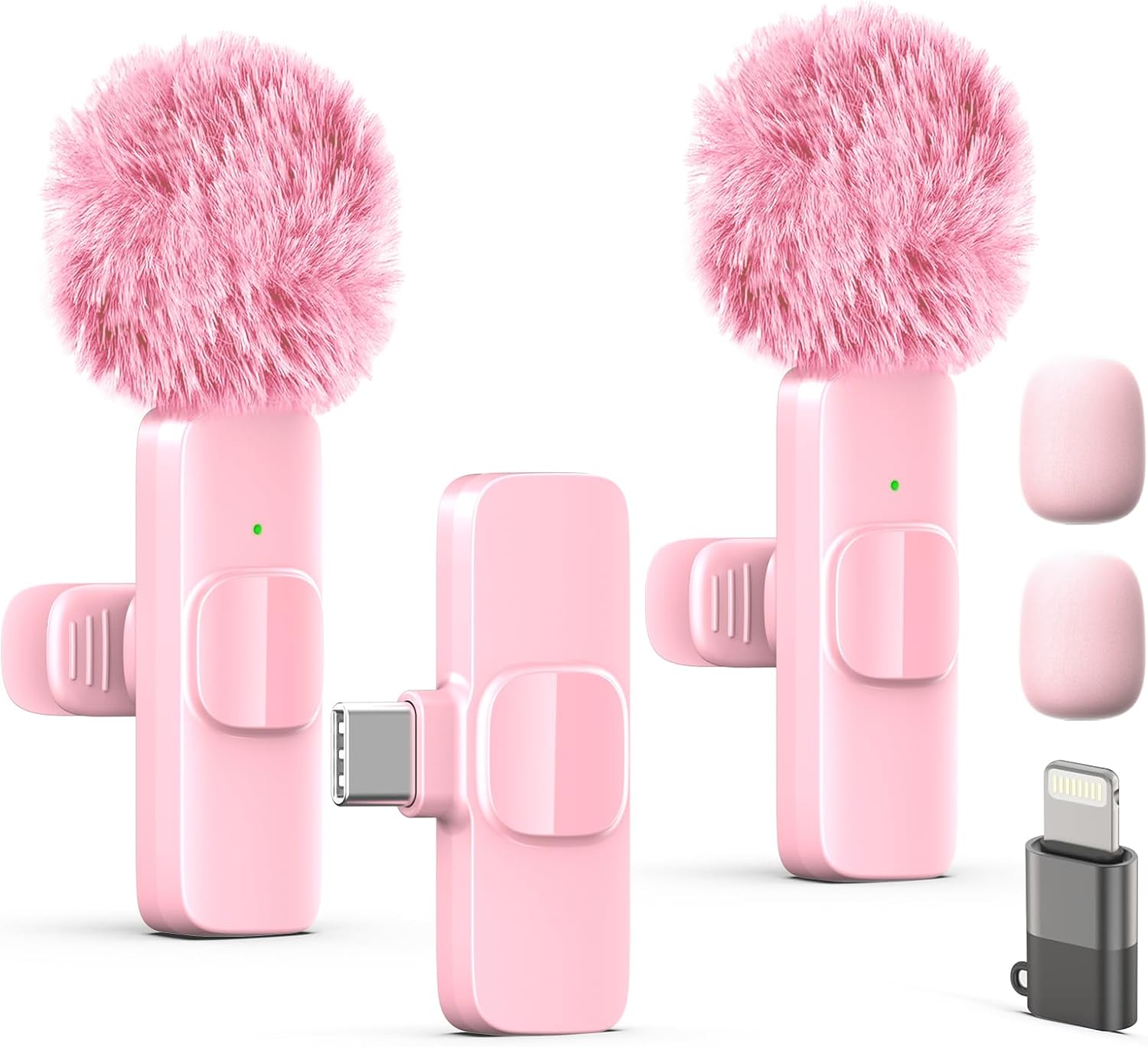 MICRÓFONO LAVALIER INALÁMBRICO LIZHUZHONG ROSA PARA IPHONE Y IPAD - 1