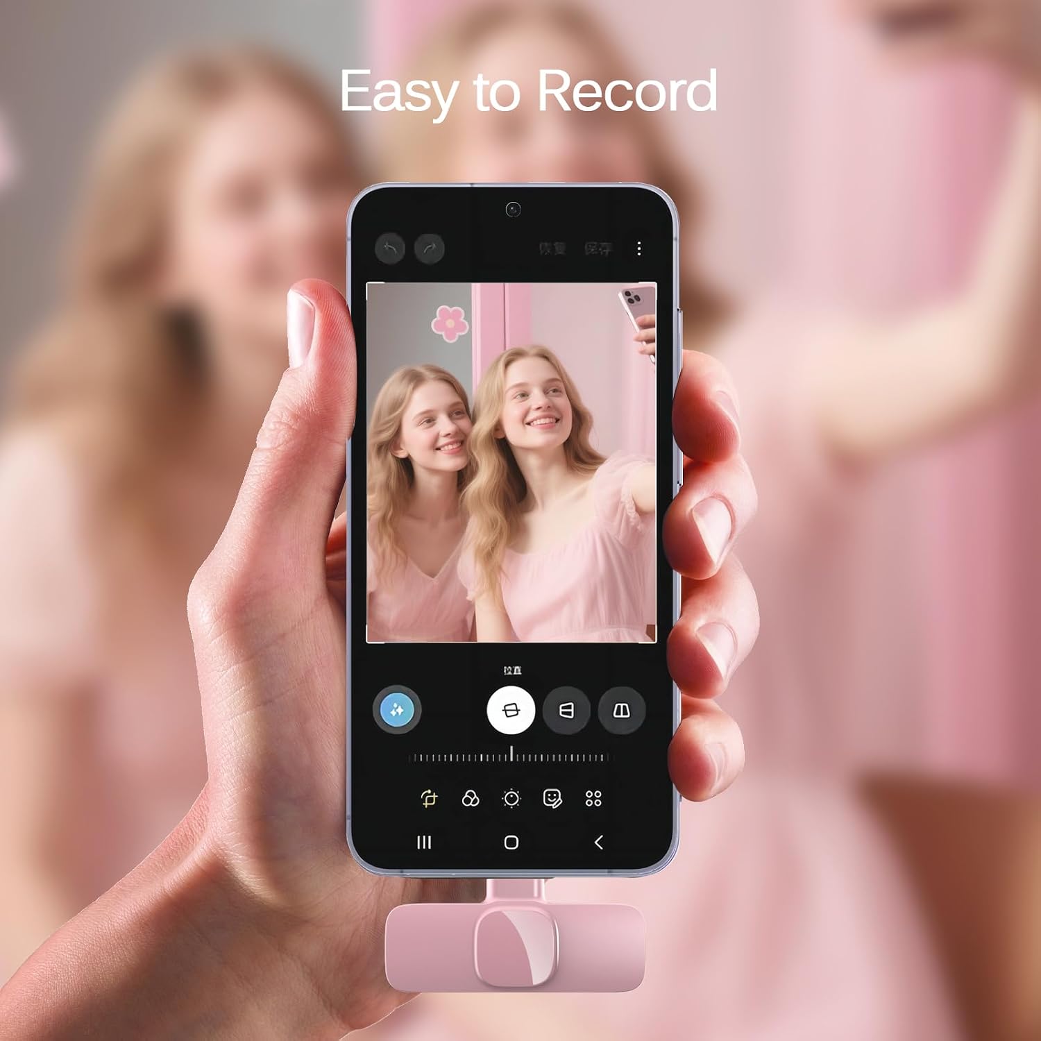 MICRÓFONO LAVALIER INALÁMBRICO LIZHUZHONG ROSA PARA IPHONE Y IPAD - 3