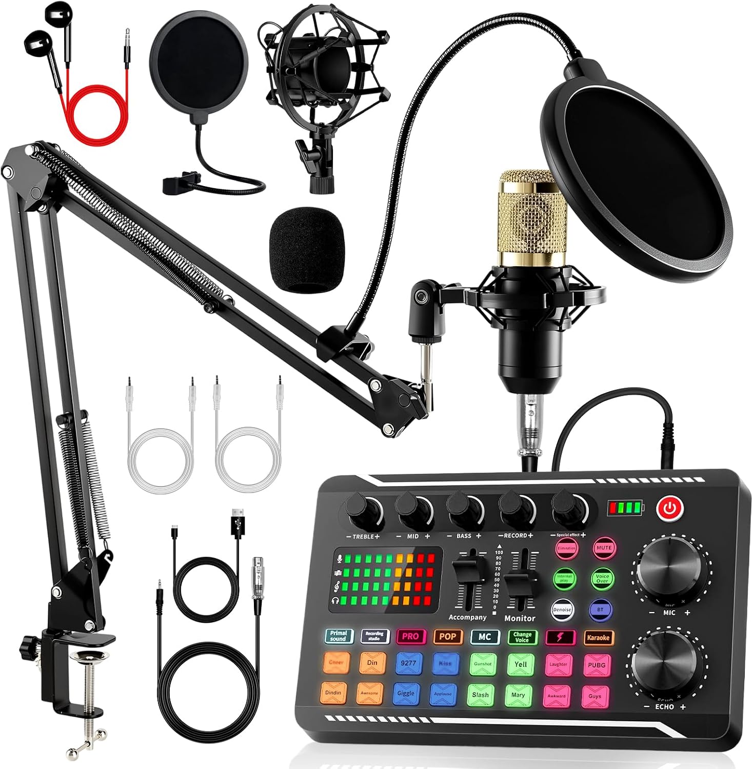 EQUIPO PARA PODCAST ALSO GO F998 CON MEZCLADORA DE AUDIO Y MICRÓFONO BM800 - 1