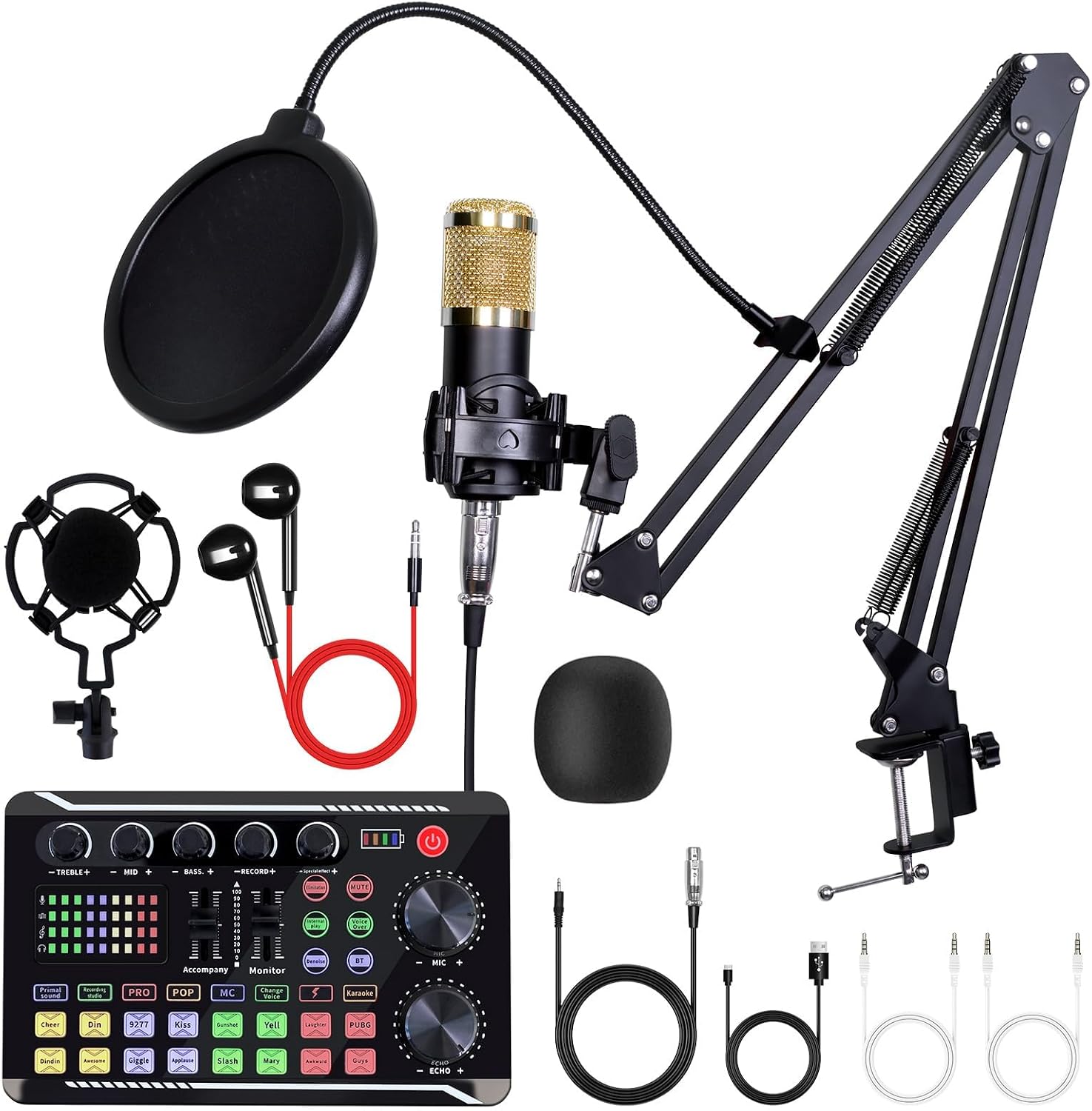 EQUIPO PARA PODCAST ALSO GO F998 CON MEZCLADORA DE AUDIO Y MICRÓFONO BM800 - 2