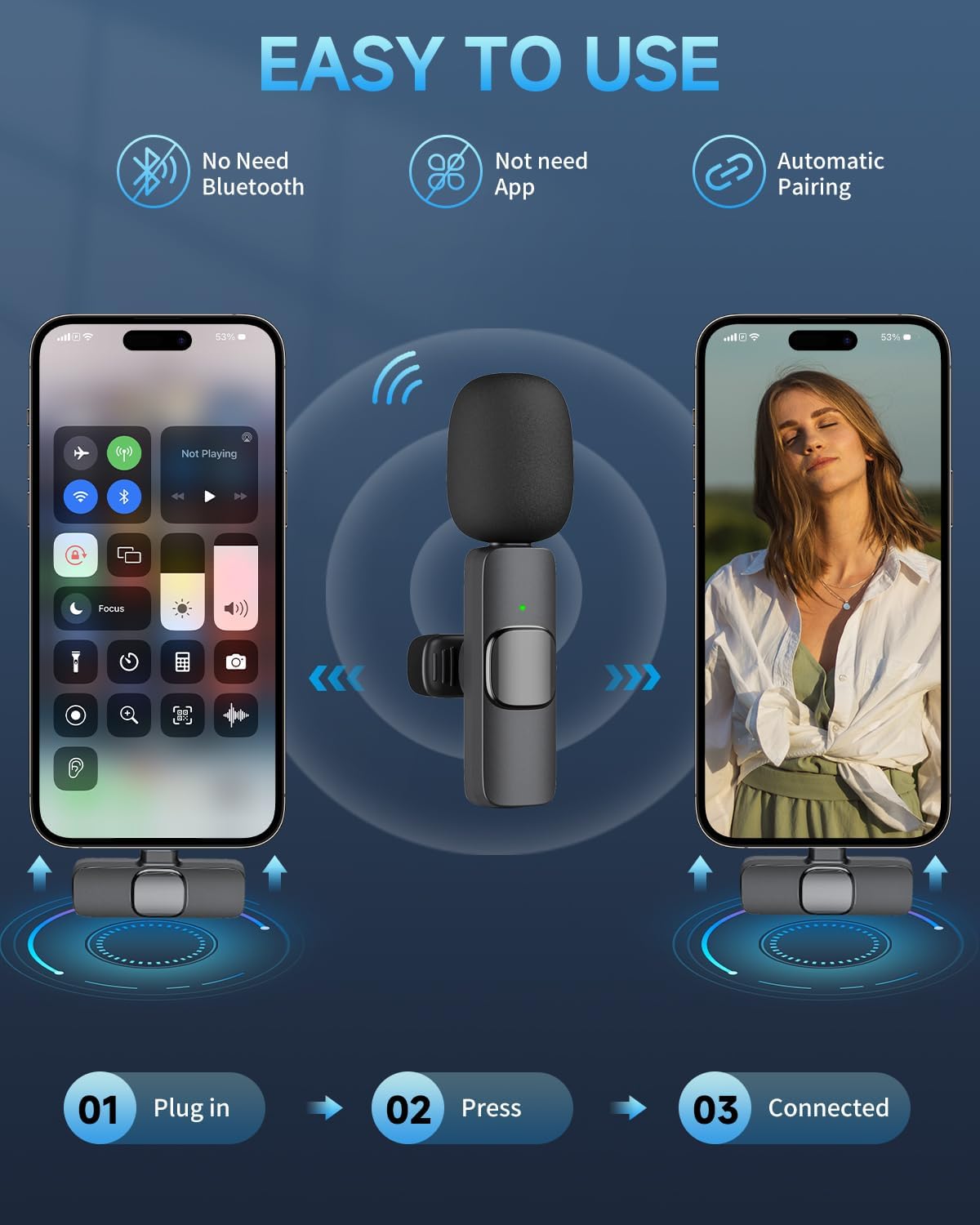 MICRÓFONO LAVALIER INALÁMBRICO CAIORD MINI PARA IPHONE Y ANDROID - 3