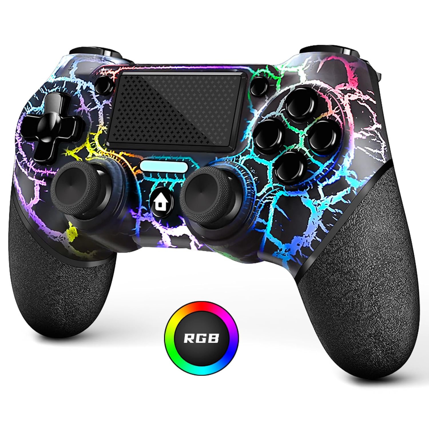 CONTROL INALÁMBRICO ACEGAMER PARA PS4 DISEÑO BLACK CRACK CON LUCES RGB Y BATERÍA 1000MAH - 1