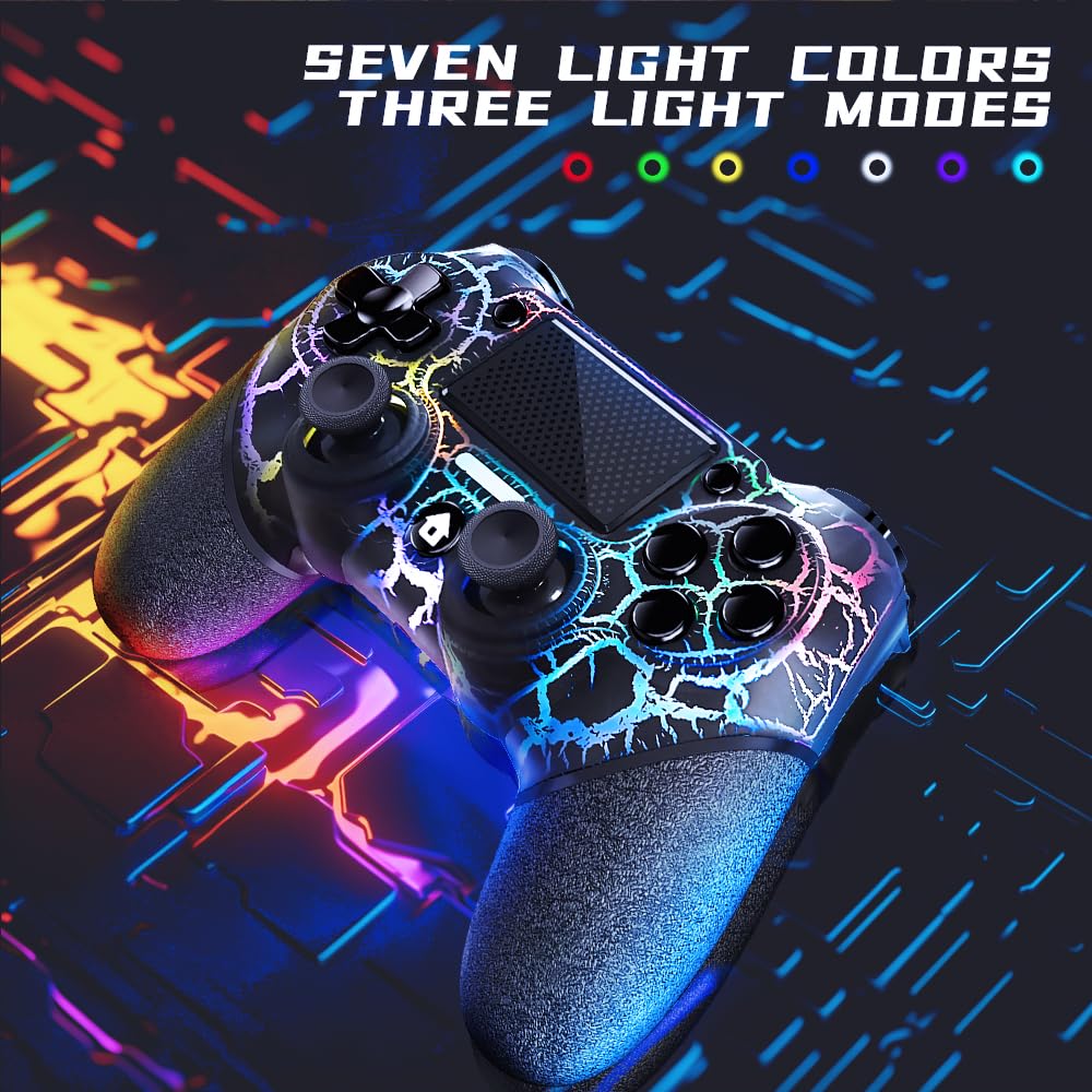 CONTROL INALÁMBRICO ACEGAMER PARA PS4 DISEÑO BLACK CRACK CON LUCES RGB Y BATERÍA 1000MAH - 2
