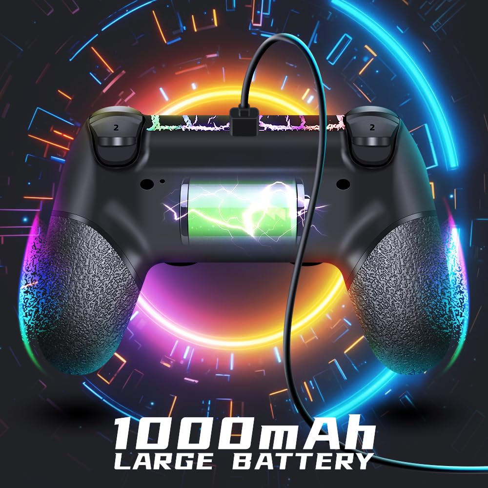 CONTROL INALÁMBRICO ACEGAMER PARA PS4 DISEÑO BLACK CRACK CON LUCES RGB Y BATERÍA 1000MAH - 5