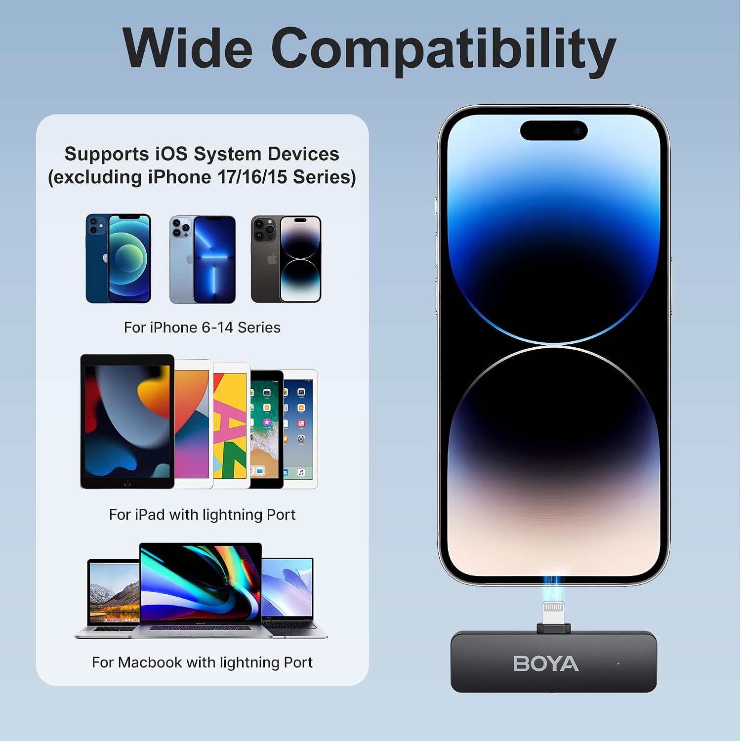 MICRÓFONO LAVALIER INALÁMBRICO BOYA BY-V4D PARA IPHONE IPAD CON ESTUCHE DE CARGA - 5