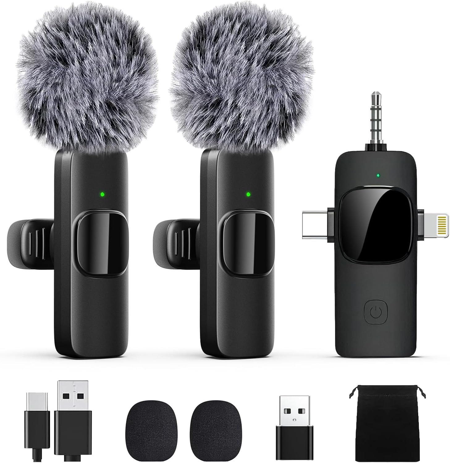 MICRÓFONO LAVALIER INALÁMBRICO PROFESIONAL LIZHUZHONG 3 EN 1 PARA IPHONE Y IPAD - 1