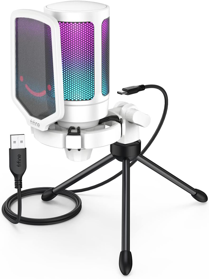 MICRÓFONO DE ESCRITORIO CONDENSADOR USB FIFINE AMPLIGAME A6VW PARA GAMING PC/PS5 - 1