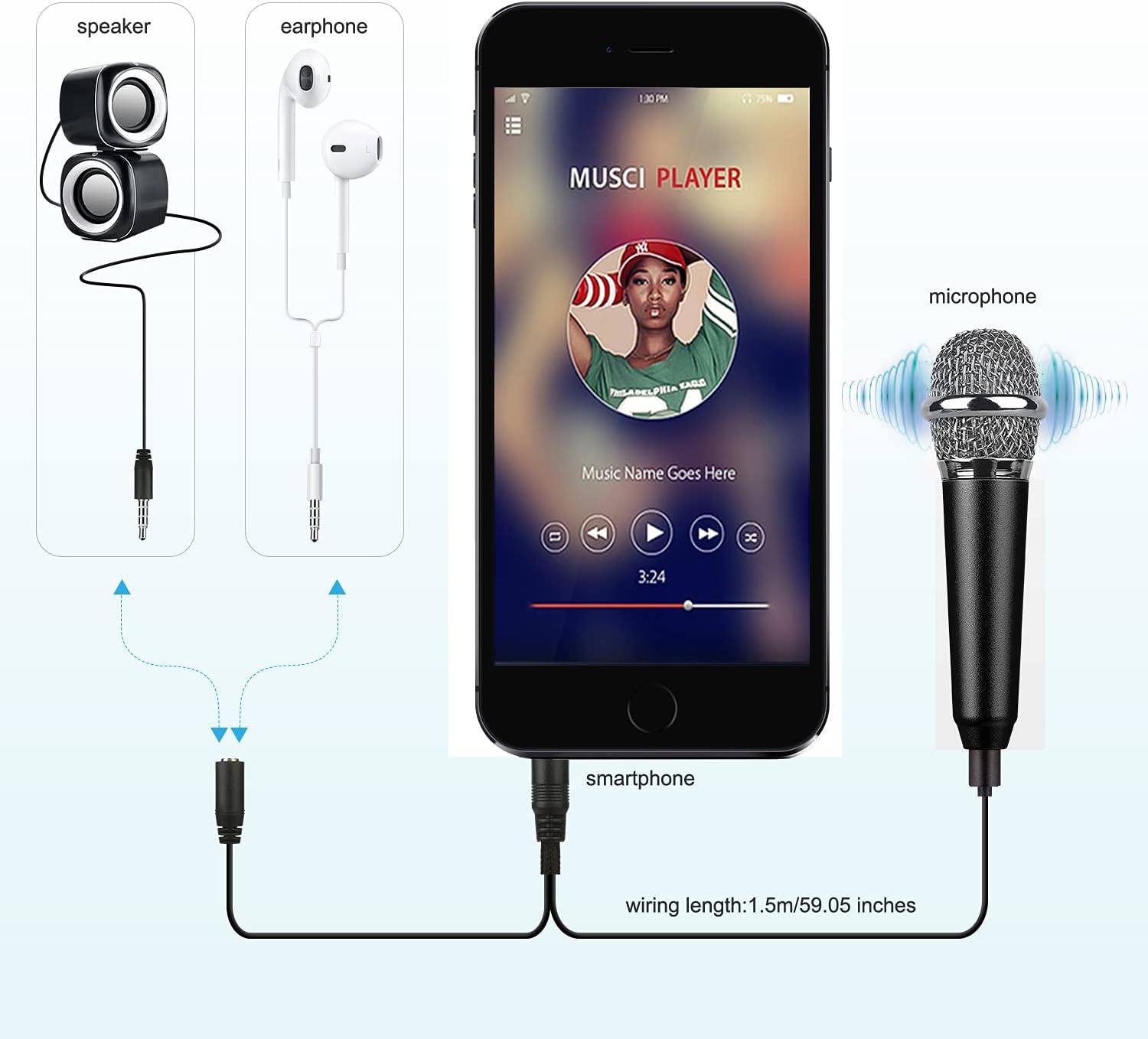 MICRÓFONO PORTÁTIL MINI PARA VOZ E INSTRUMENTOS UNIWIT NEGRO - 3
