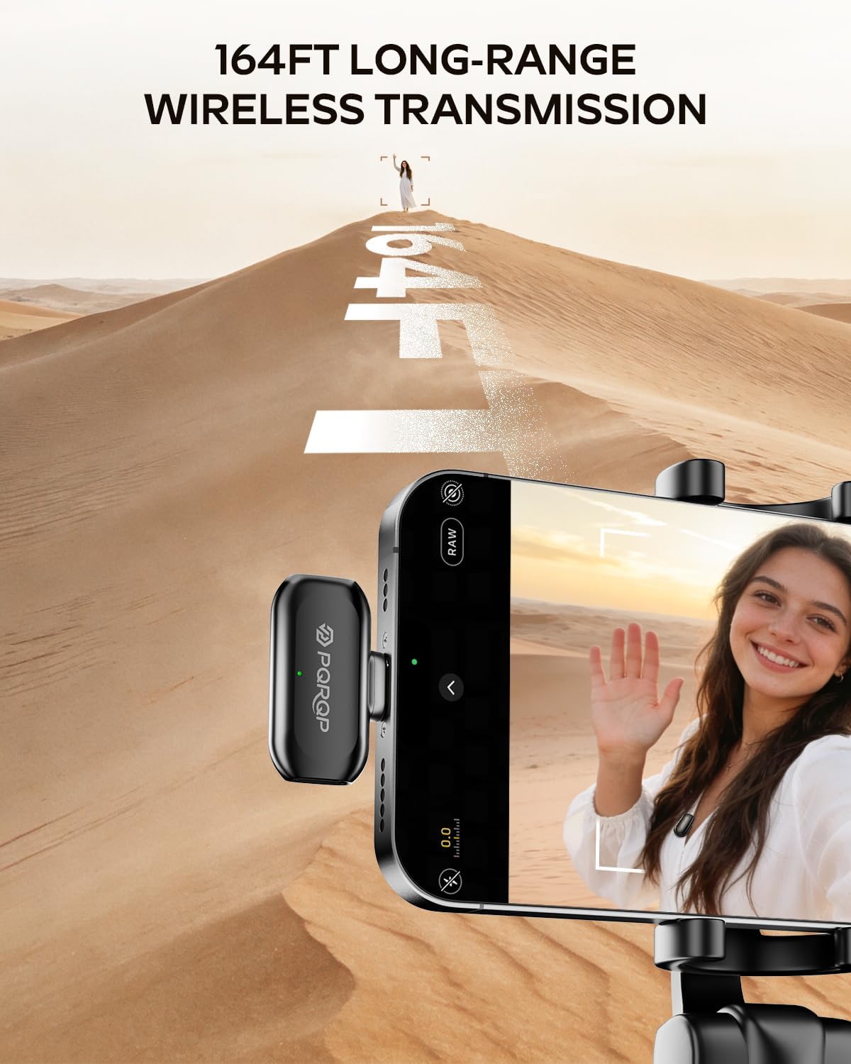 MICRÓFONO LAVALIER INALÁMBRICO PQRQP PARA IPHONE/IPAD/ANDROID CON CANCELACIÓN DE RUIDO AI Y ESTUCHE DE CARGA - 4