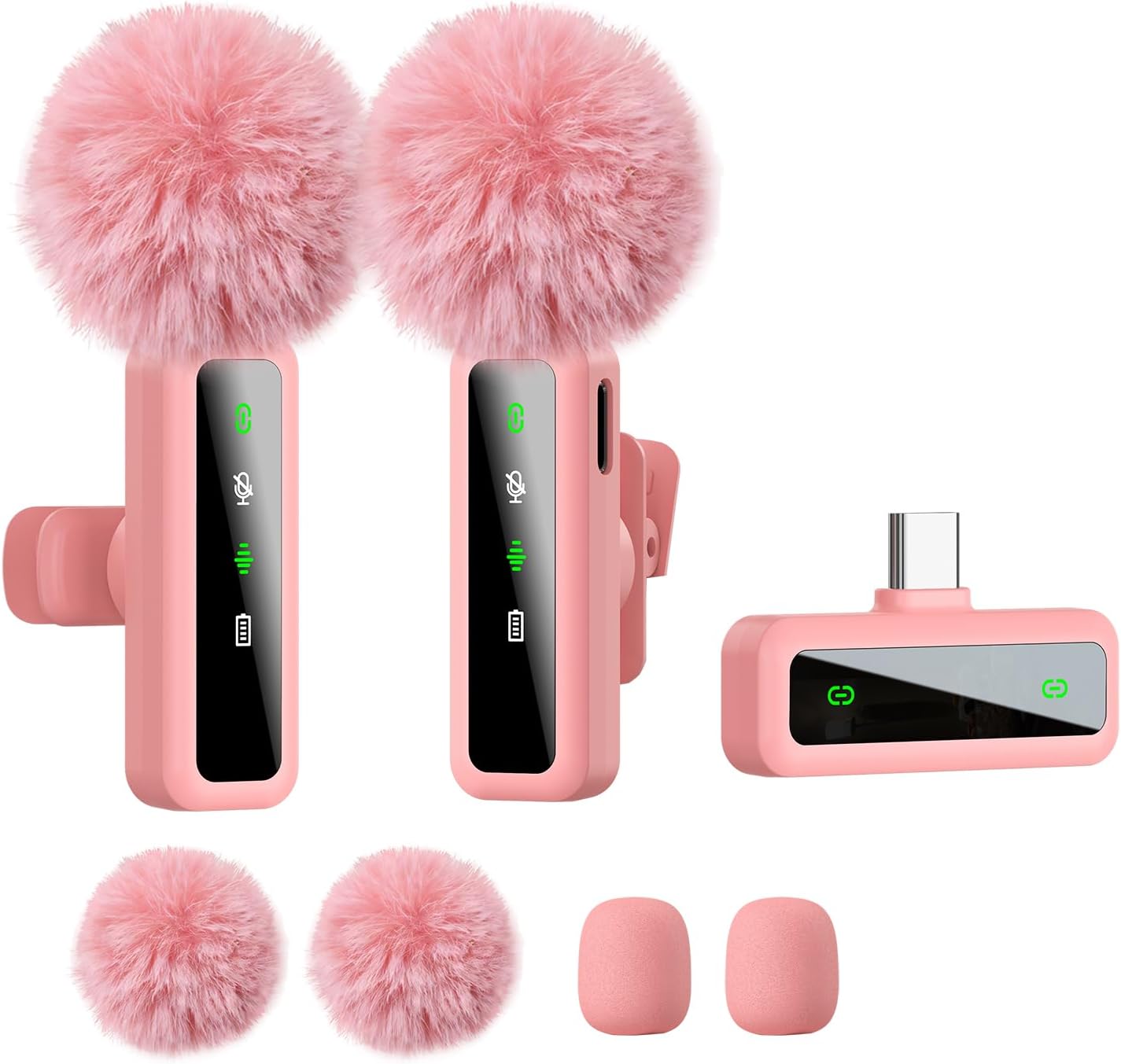MICRÓFONO LAVALIER INALÁMBRICO ORDELE ROSA PARA IPHONE, ANDROID, PC - 1