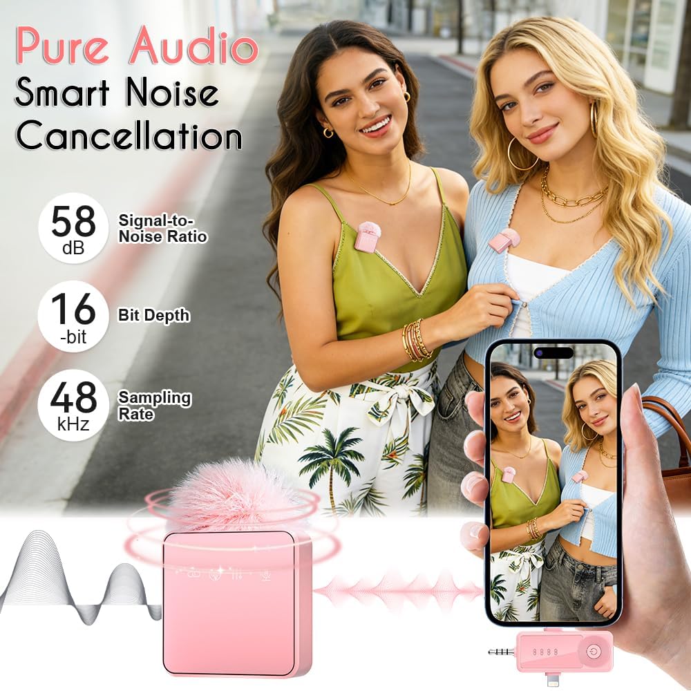 MICRÓFONO INALÁMBRICO MINI THERIVO PARA IPHONE, ANDROID Y CÁMARA CON REDUCCIÓN DE RUIDO - 2