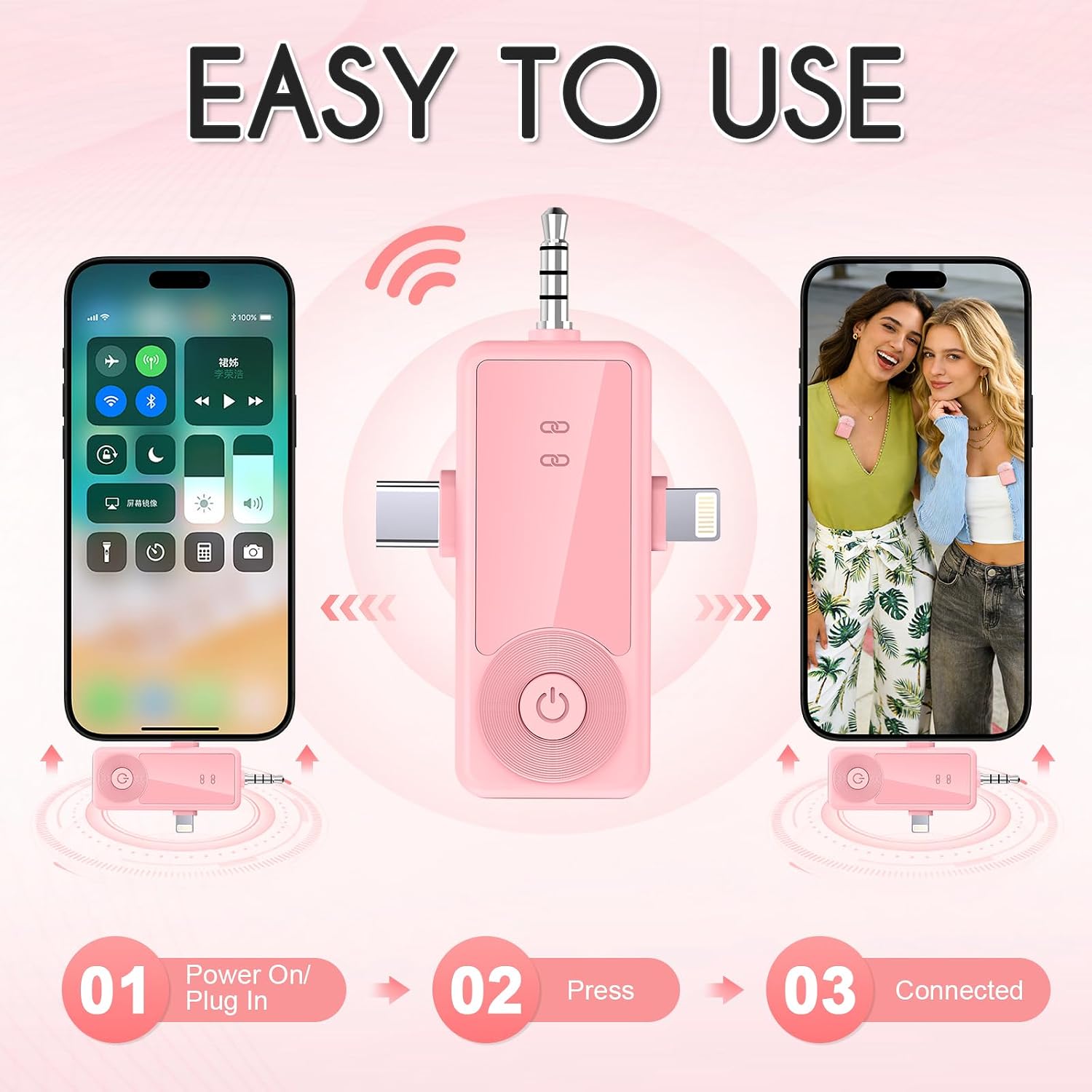 MICRÓFONO INALÁMBRICO MINI THERIVO PARA IPHONE, ANDROID Y CÁMARA CON REDUCCIÓN DE RUIDO - 3