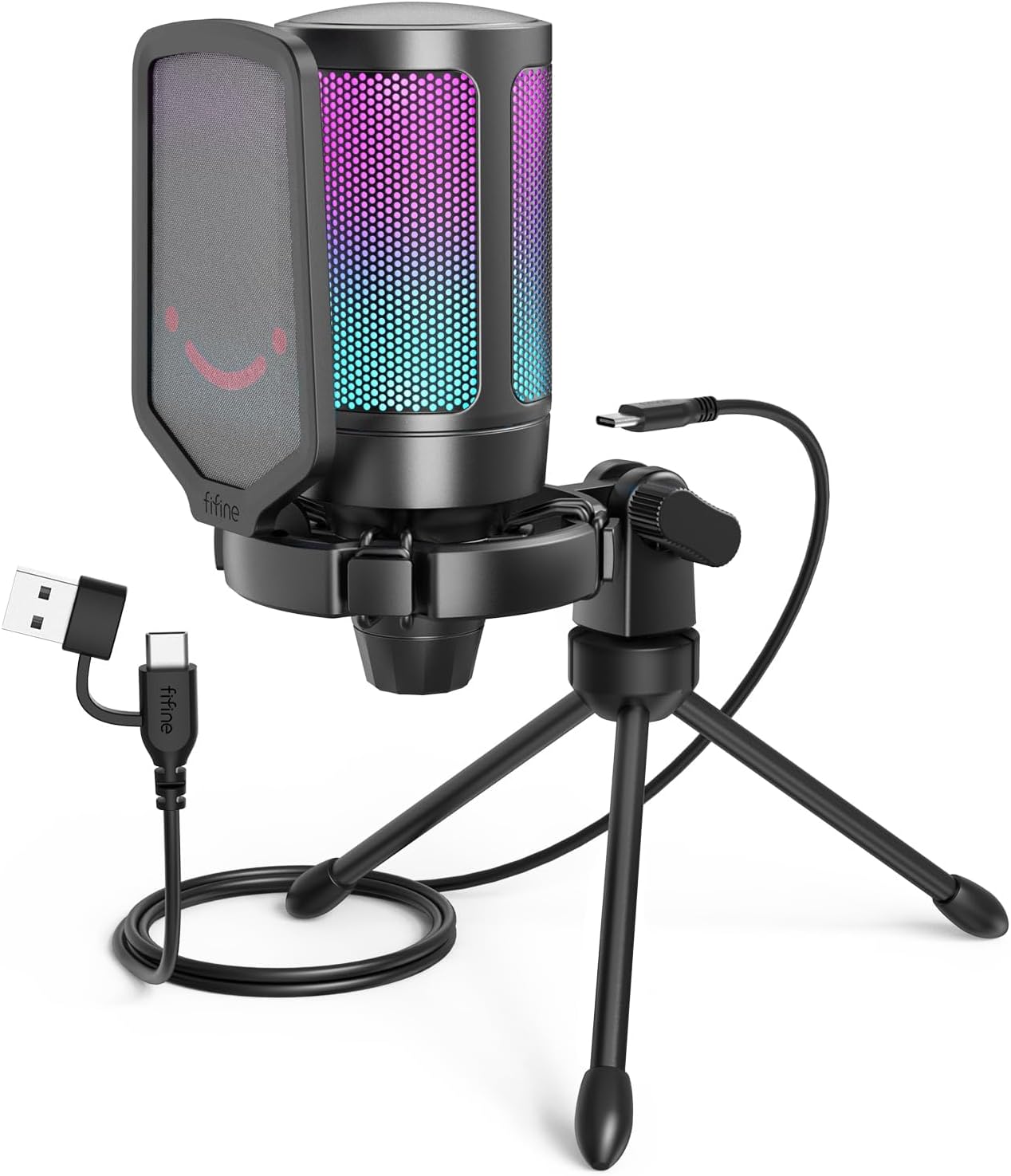 MICRÓFONO USB PARA GAMING FIFINE AMPLIGAME A6V CON RGB - 1