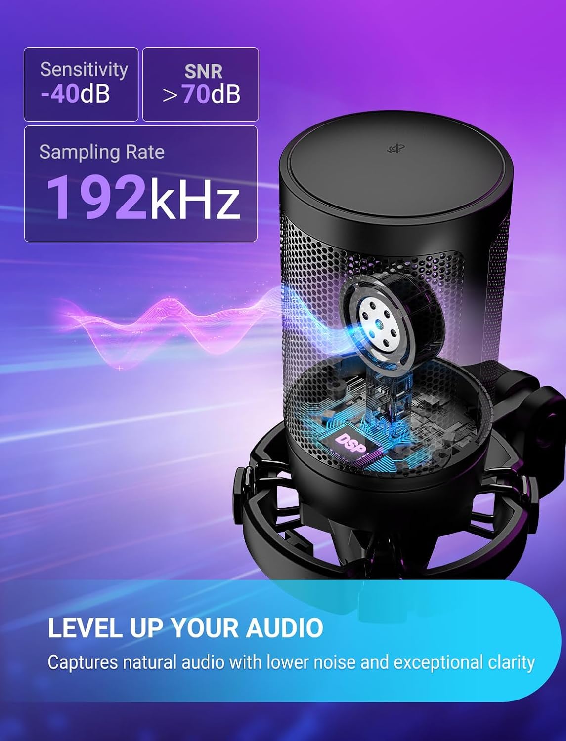 MICRÓFONO USB PARA GAMING FIFINE AMPLIGAME A6V CON RGB - 3