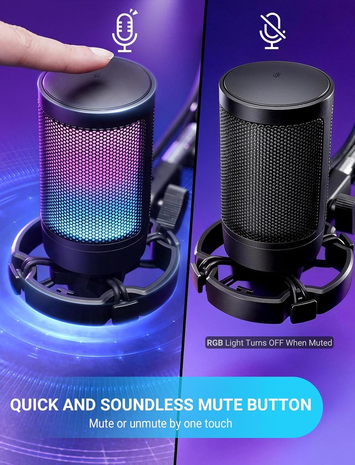 MICRÓFONO USB PARA GAMING FIFINE AMPLIGAME A6V CON RGB - 4