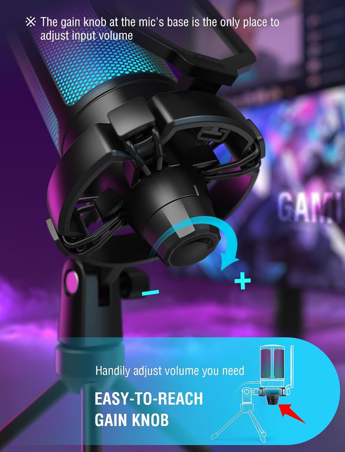 MICRÓFONO USB PARA GAMING FIFINE AMPLIGAME A6V CON RGB - 5