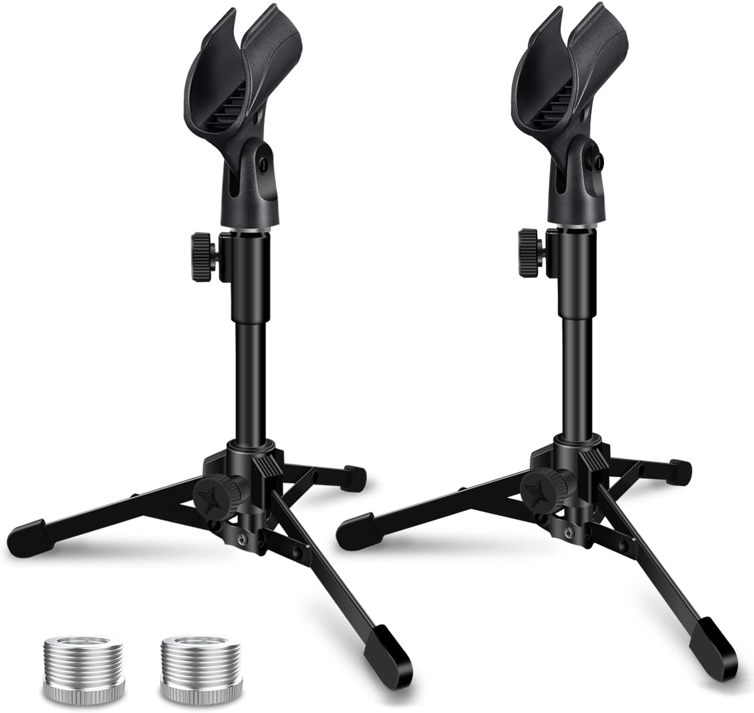 SOPORTE DE MICRÓFONO DE ESCRITORIO MICTOP 2 UNIDADES CON TRÍPODE PLEGABLE Y CLIP AJUSTABLE - 1