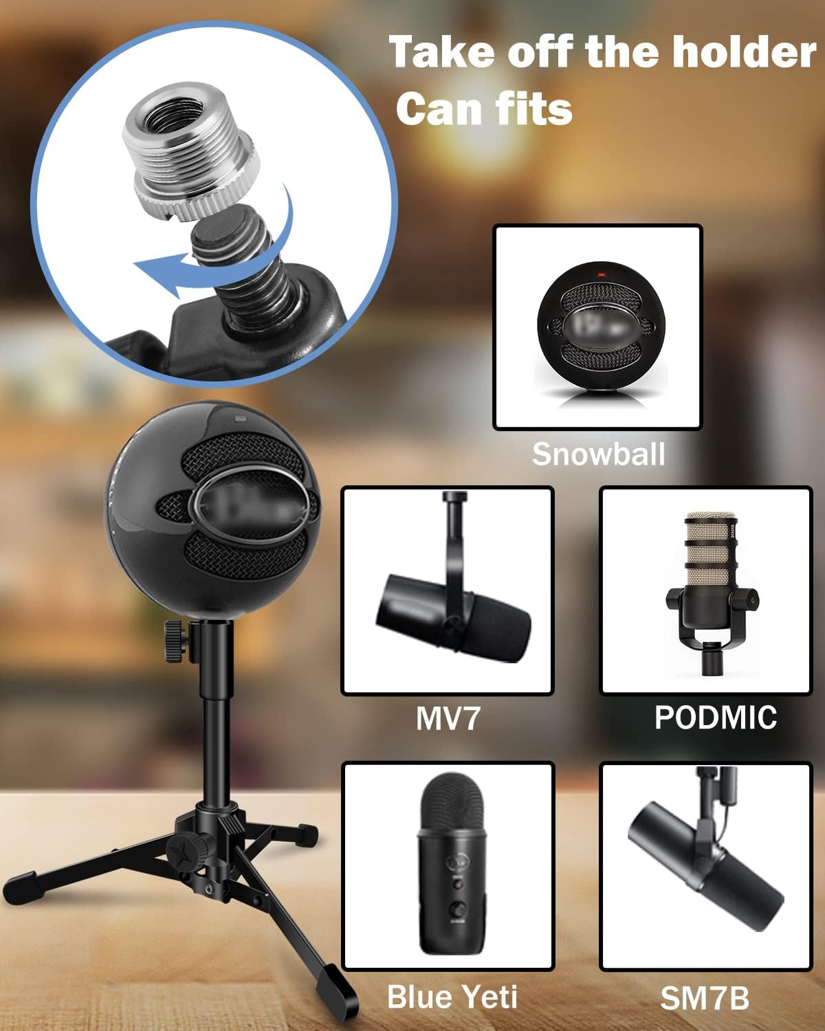 SOPORTE DE MICRÓFONO DE ESCRITORIO MICTOP 2 UNIDADES CON TRÍPODE PLEGABLE Y CLIP AJUSTABLE - 3