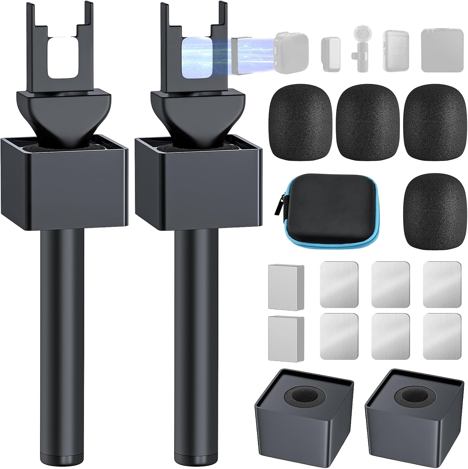 ADAPTADOR DE MICRÓFONO DE MANO GAHOGA PARA ENTREVISTAS CON SOPORTE MAGNÉTICO UNIVERSAL 2 UNIDADES - 1