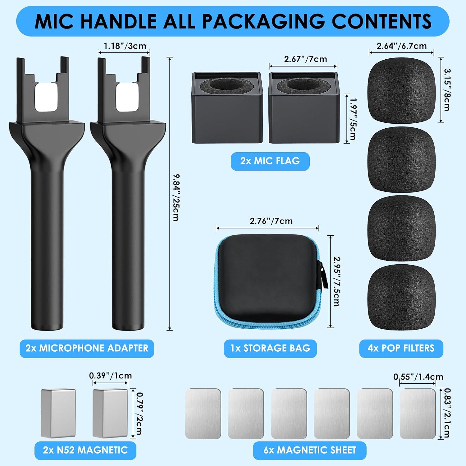 ADAPTADOR DE MICRÓFONO DE MANO GAHOGA PARA ENTREVISTAS CON SOPORTE MAGNÉTICO UNIVERSAL 2 UNIDADES - 3