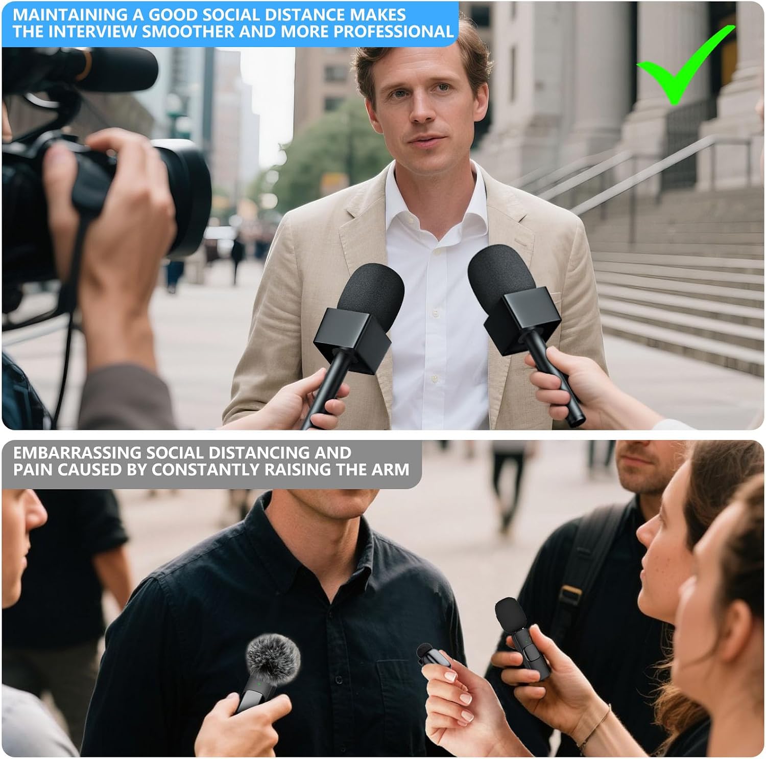 ADAPTADOR DE MICRÓFONO DE MANO GAHOGA PARA ENTREVISTAS CON SOPORTE MAGNÉTICO UNIVERSAL 2 UNIDADES - 5