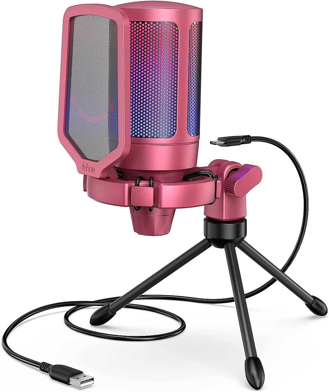MICRÓFONO USB PARA GAMING FIFINE AMPLIGAME A6VR CON LUCES RGB - 1