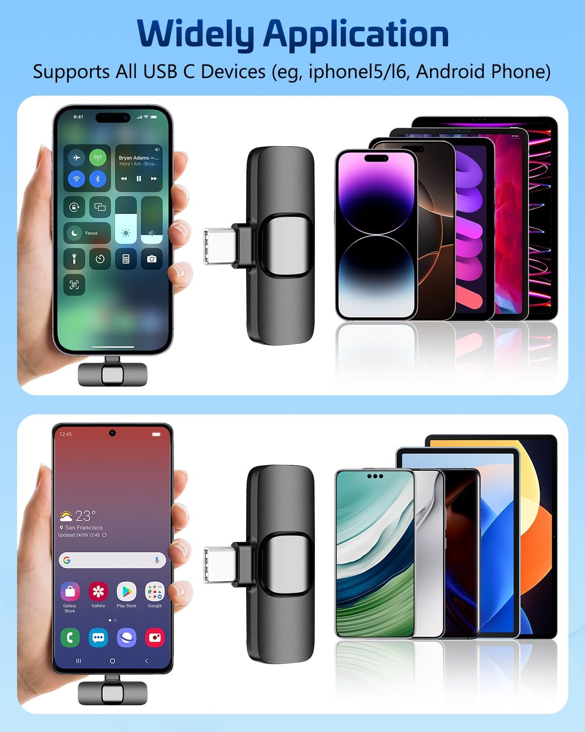 MICRÓFONO LAVALIER INALÁMBRICO HONGJIEYUAN PARA IPHONE Y DISPOSITIVOS TYPE C - 2