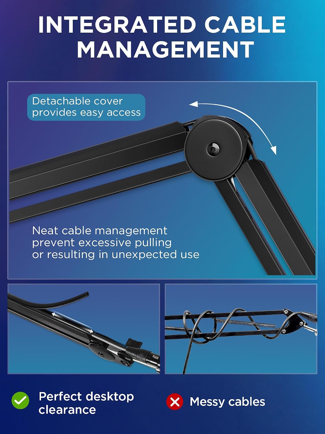 BRAZO PARA MICRÓFONO INNOGEAR MIC ARM CON GESTIÓN DE CABLES PARA BLUE YETI NEGRO - 5