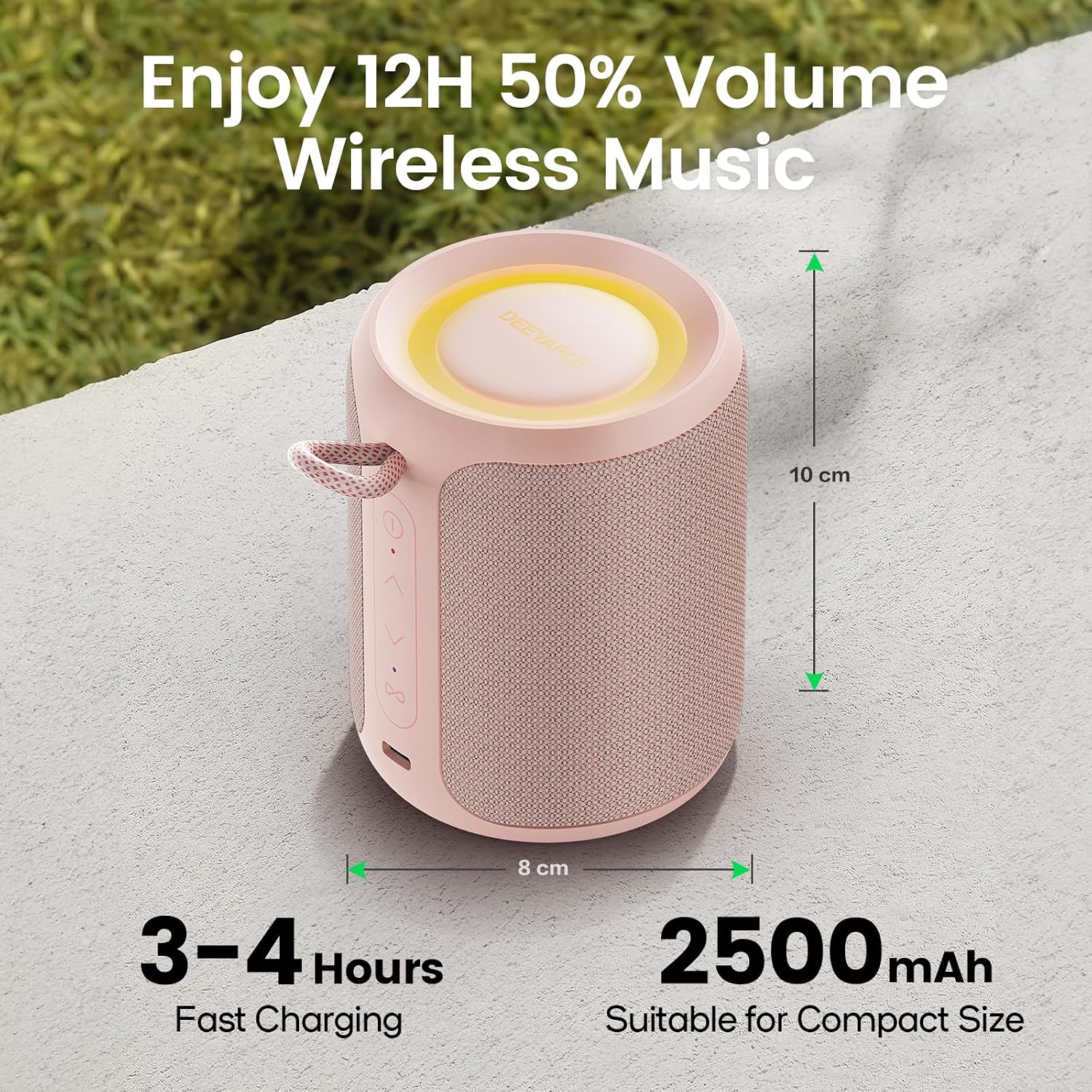PARLANTE BLUETOOTH PORTÁTIL DEEYAPLE P1S 15W ROSA IMPERMEABLE IP67 - 3