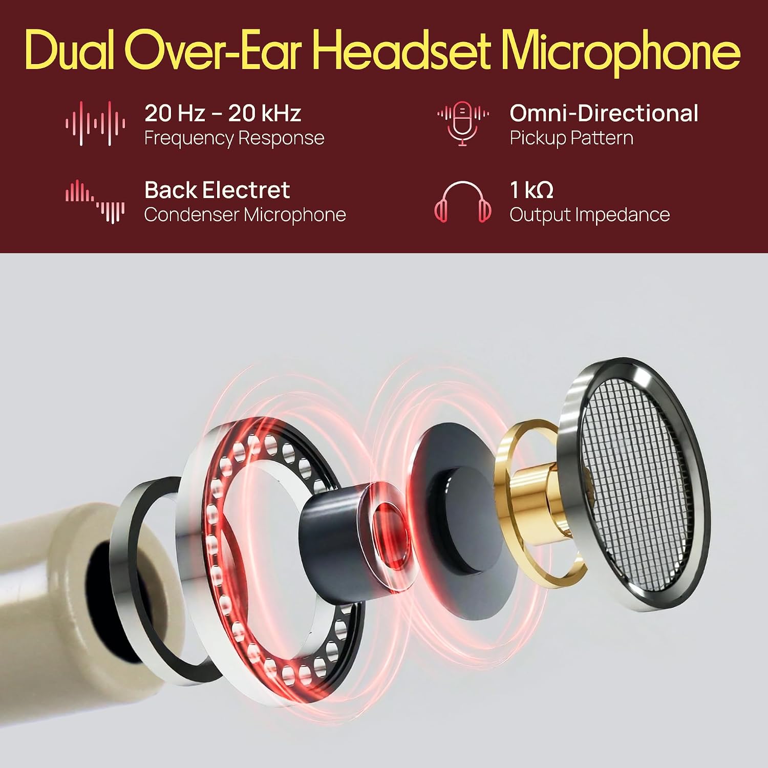 MICRÓFONO DE DIADEMA PROFESIONAL PYLE PRO PMHMS20 BEIGE - 2