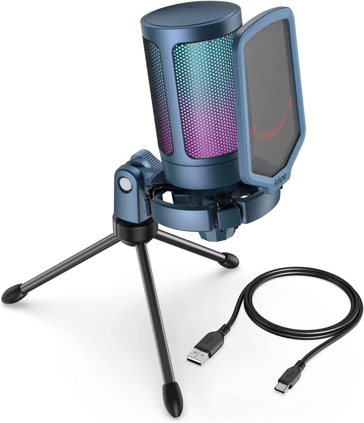 MICRÓFONO CONDENSADOR USB FIFINE AMPLIGAME A6VB CON RGB PARA PS5 Y STREAMING - 1