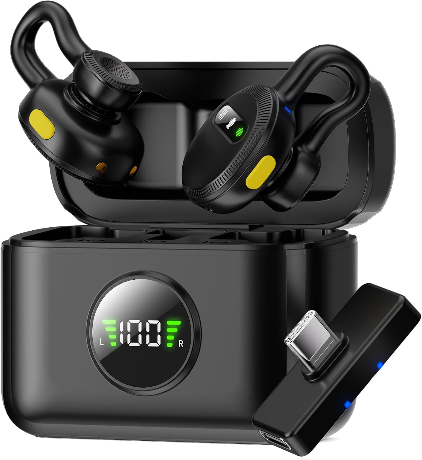 MICRÓFONO INALÁMBRICO MINI USB C TISINO PARA IPHONE Y ANDROID NEGRO - 1