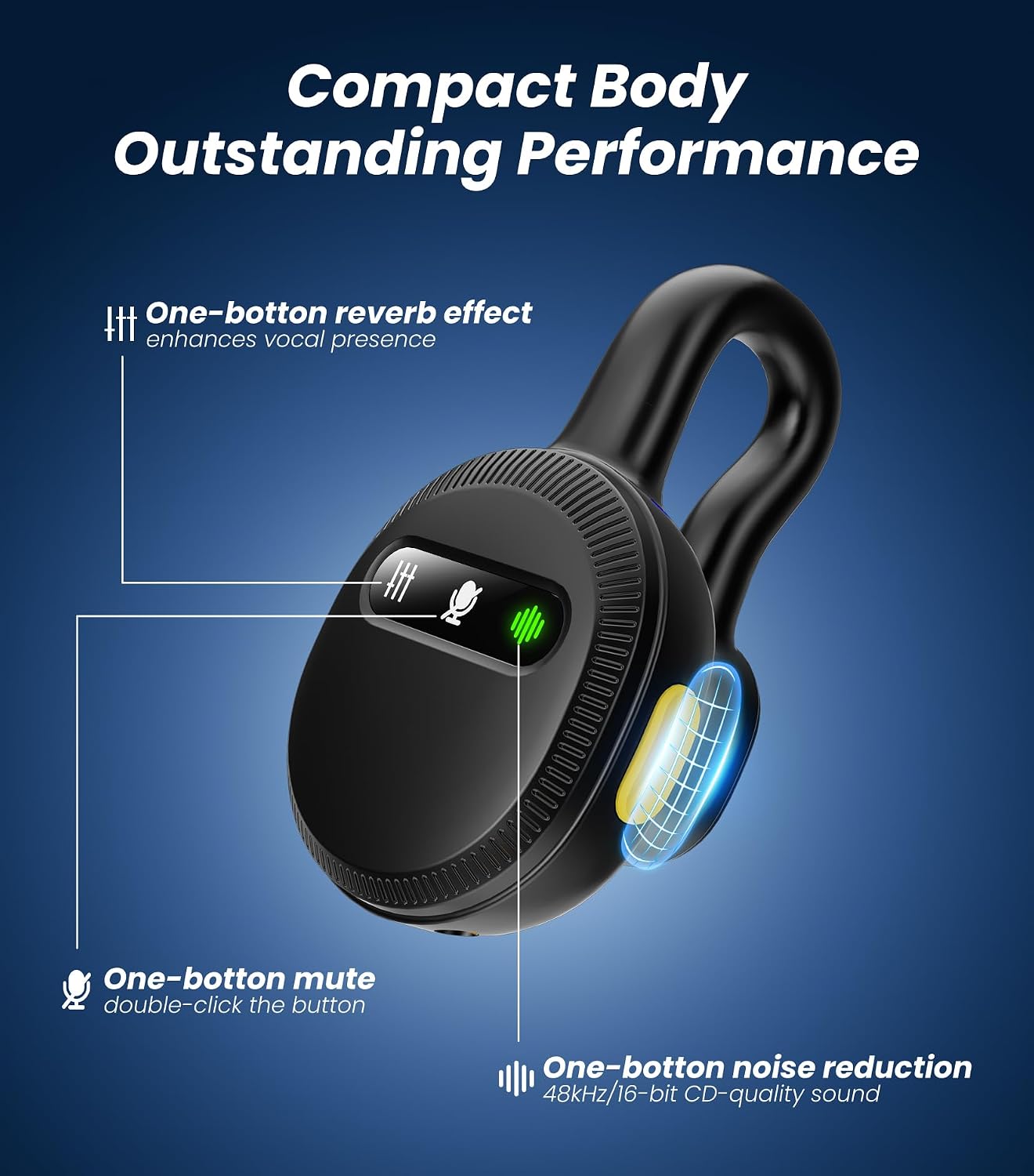 MICRÓFONO INALÁMBRICO MINI USB C TISINO PARA IPHONE Y ANDROID NEGRO - 3