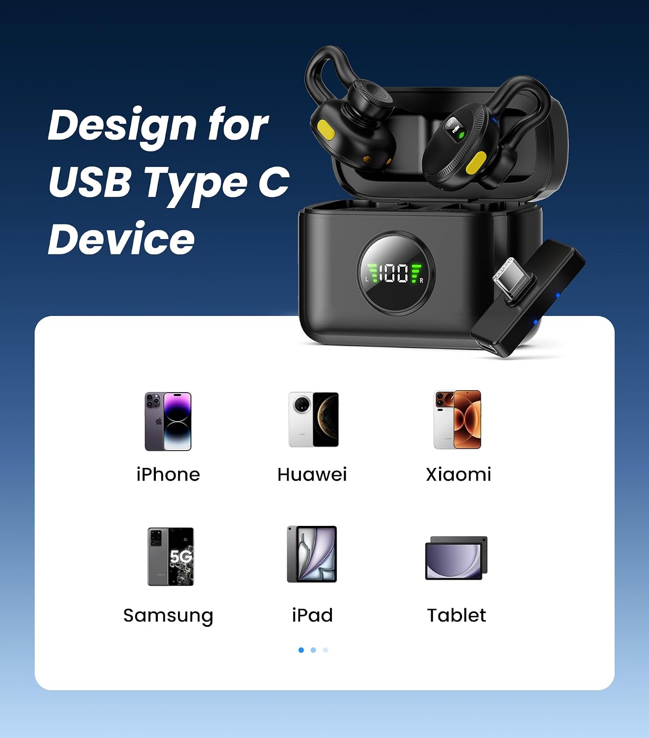 MICRÓFONO INALÁMBRICO MINI USB C TISINO PARA IPHONE Y ANDROID NEGRO - 4