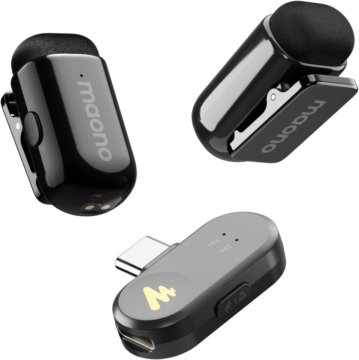 MICRÓFONO LAVALIER MINI MAONO WAVE T1 CON CONECTOR USB C PARA IPHONE Y ANDROID - 1