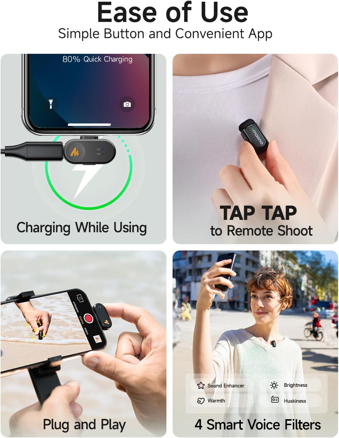 MICRÓFONO LAVALIER MINI MAONO WAVE T1 CON CONECTOR USB C PARA IPHONE Y ANDROID - 4