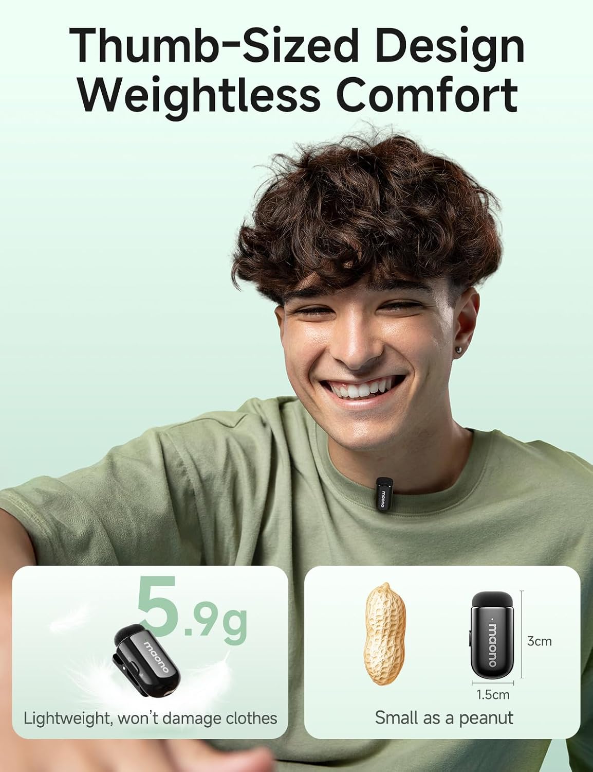 MICRÓFONO LAVALIER MINI MAONO WAVE T1 CON CONECTOR USB C PARA IPHONE Y ANDROID - 5