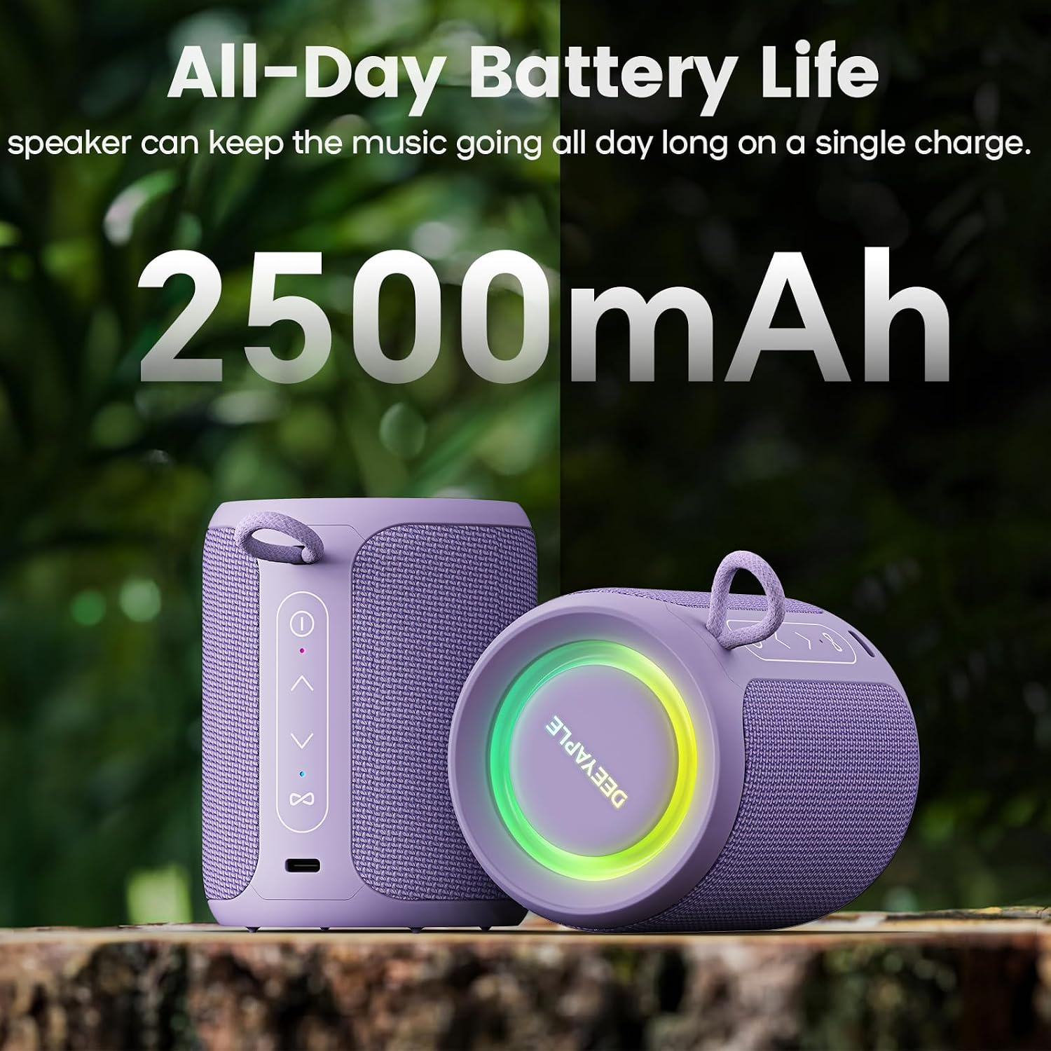 PARLANTE BLUETOOTH PORTÁTIL DEEYAPLE 15W IP67 RESISTENTE AL AGUA MORADO - 3