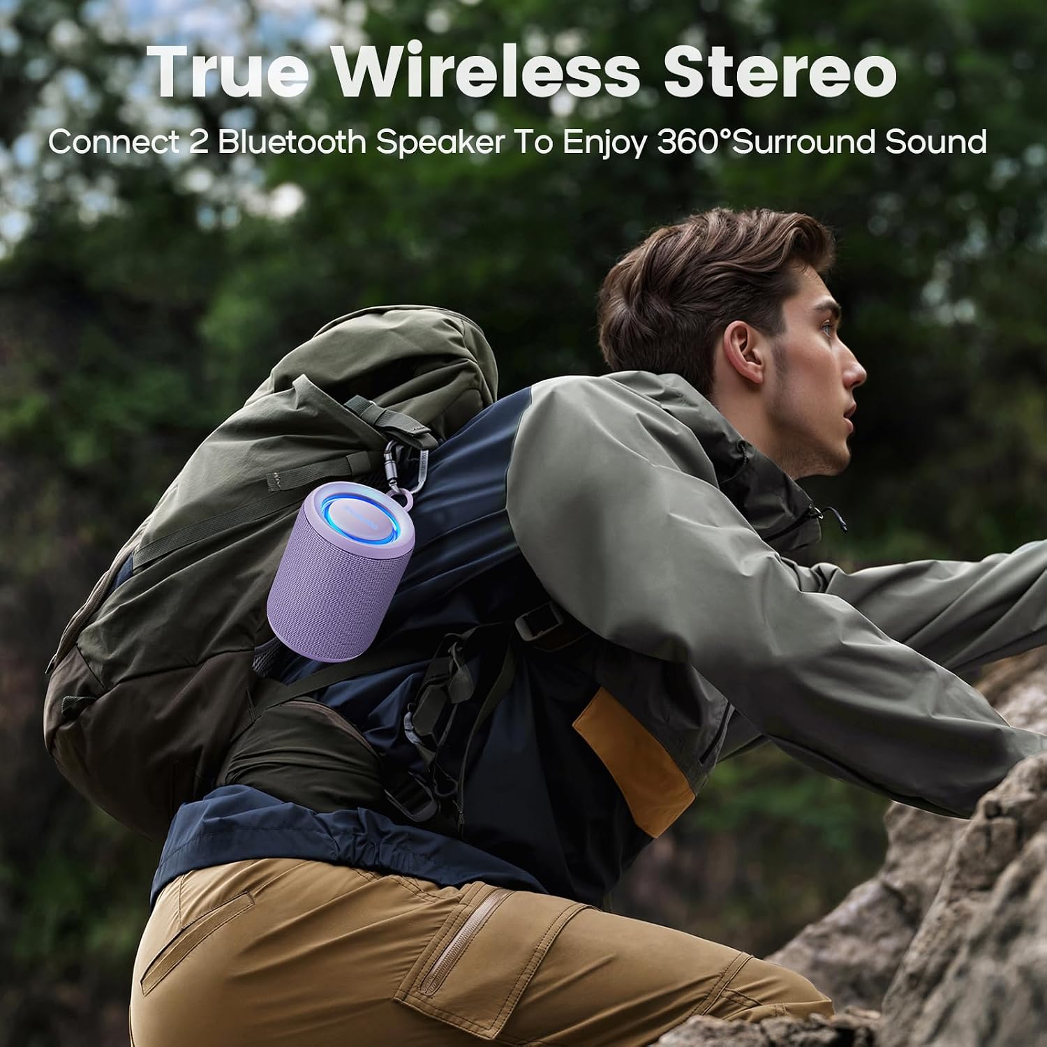 PARLANTE BLUETOOTH PORTÁTIL DEEYAPLE 15W IP67 RESISTENTE AL AGUA MORADO - 4