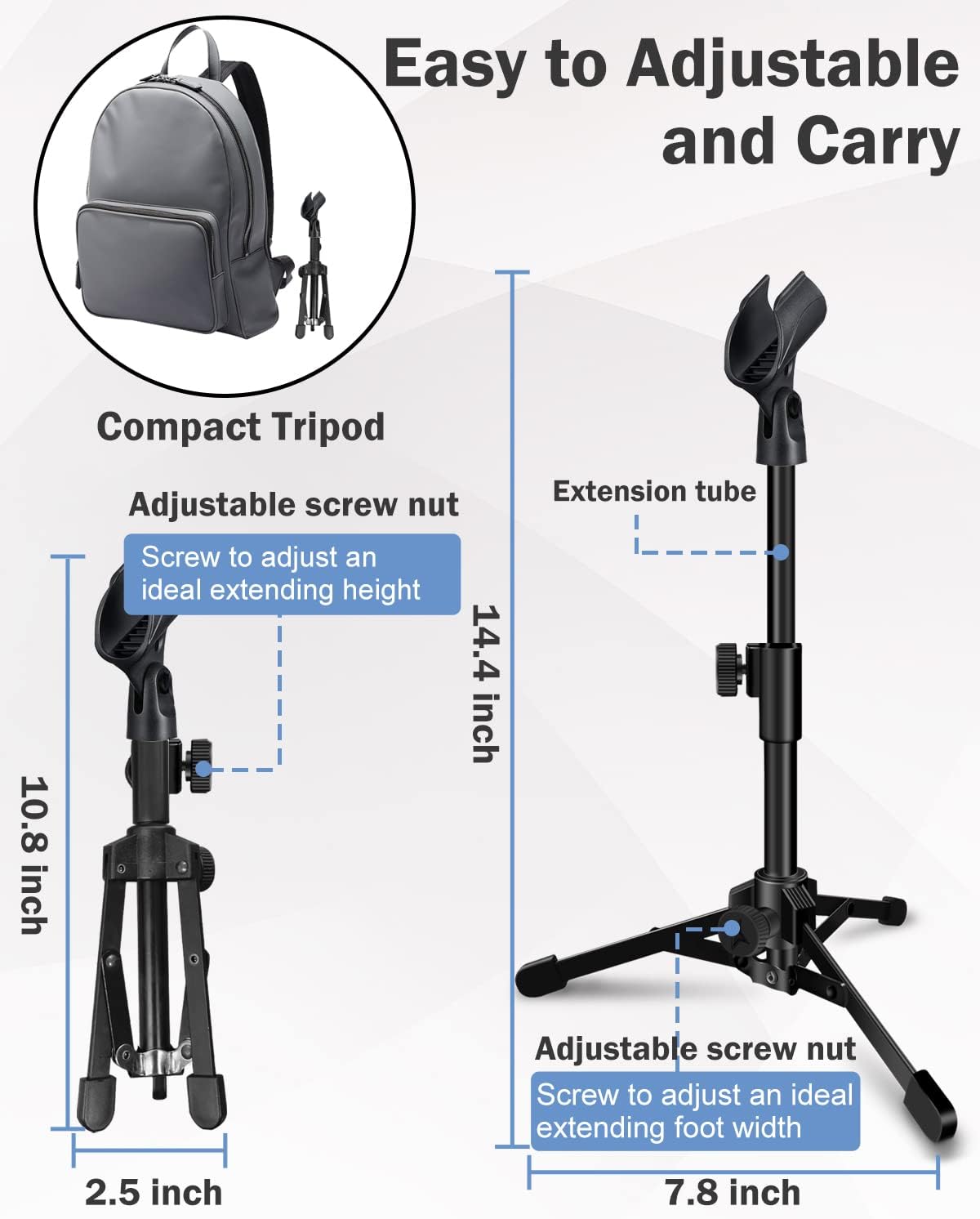 SOPORTE DE MICRÓFONO DE ESCRITORIO MICTOP PLEGABLE CON CLIP Y ADAPTADOR 5/8' A 3/8' - 5