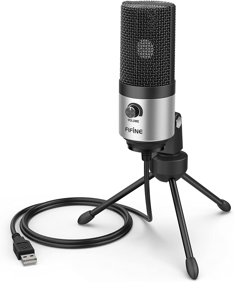 MICRÓFONO USB FIFINE K669 PLATA PARA REUNIONES Y CLASES EN LÍNEA - 1