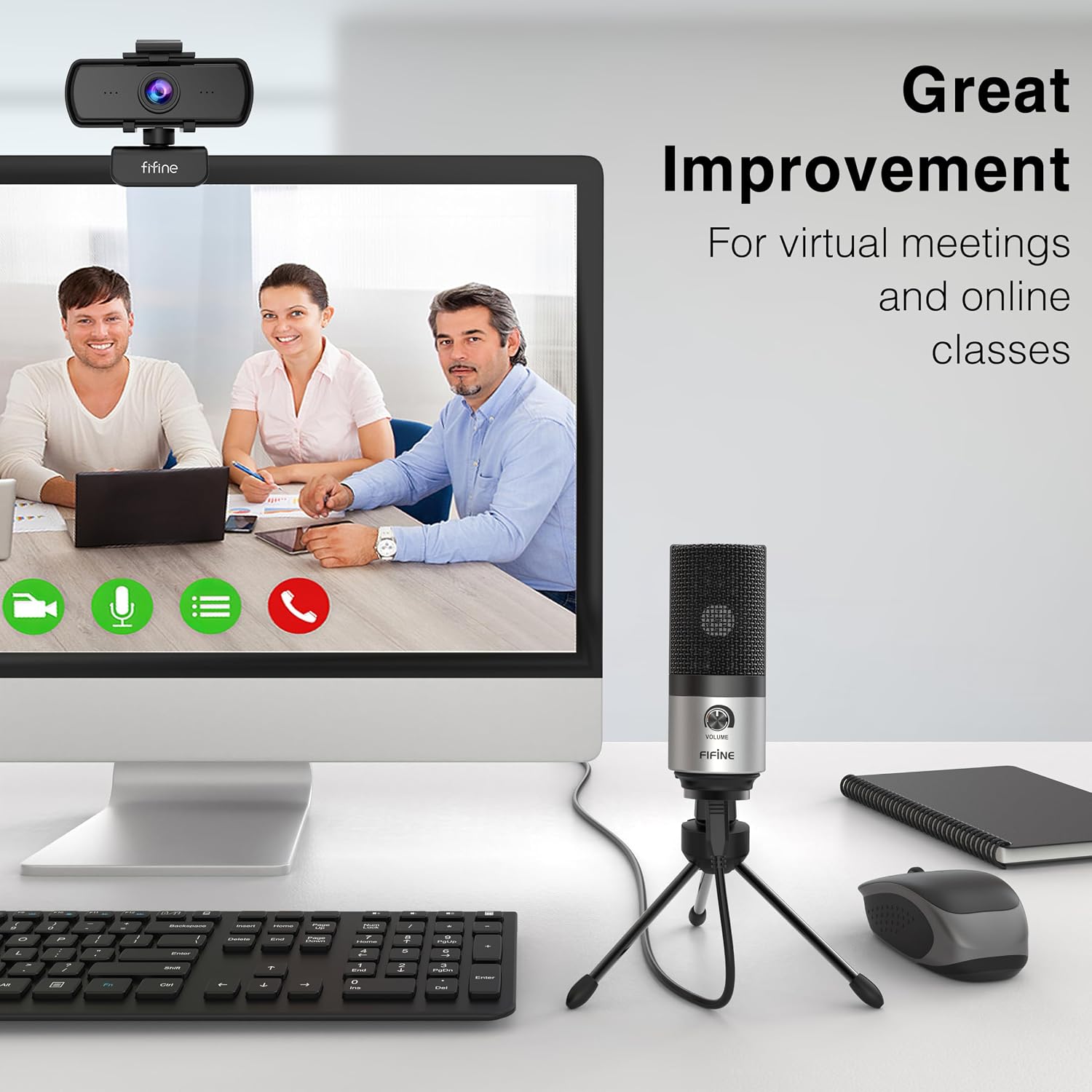 MICRÓFONO USB FIFINE K669 PLATA PARA REUNIONES Y CLASES EN LÍNEA - 5
