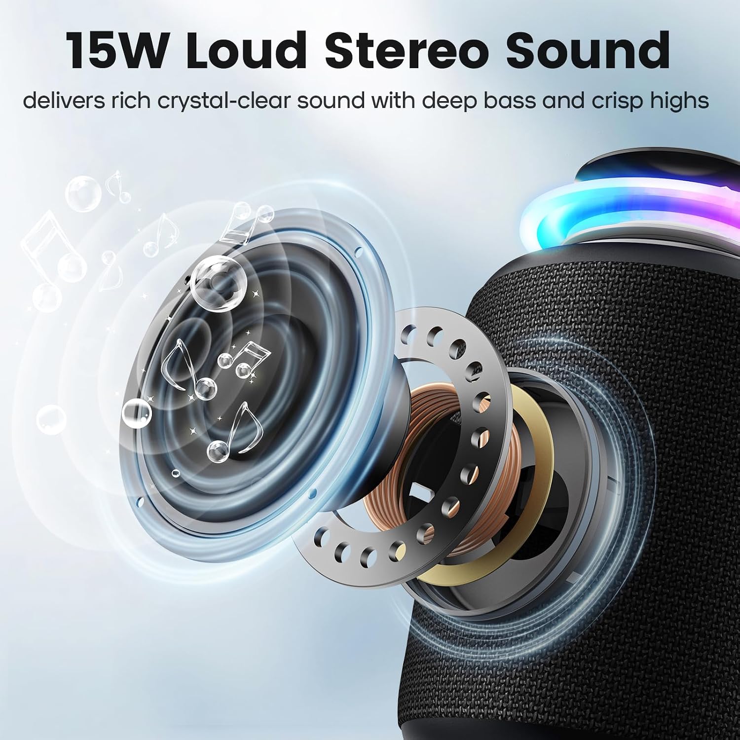 PARLANTE BLUETOOTH PORTÁTIL DEEYAPLE P1S 15W IP67 NEGRO - 2