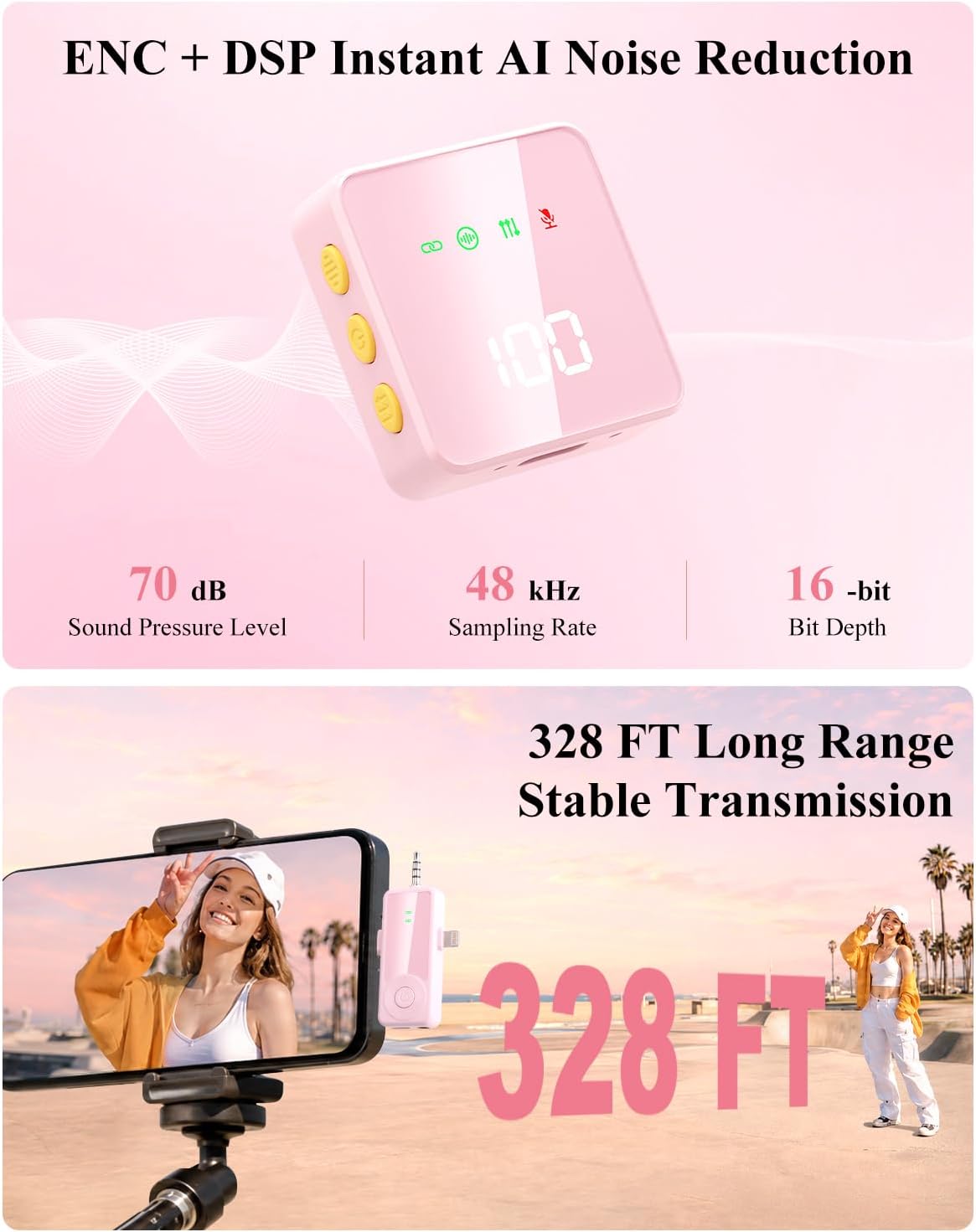 MICRÓFONO INALÁMBRICO 4 EN 1 APOMOV PARA IPHONE, ANDROID, CÁMARA, LAPTOP Y PC - 2