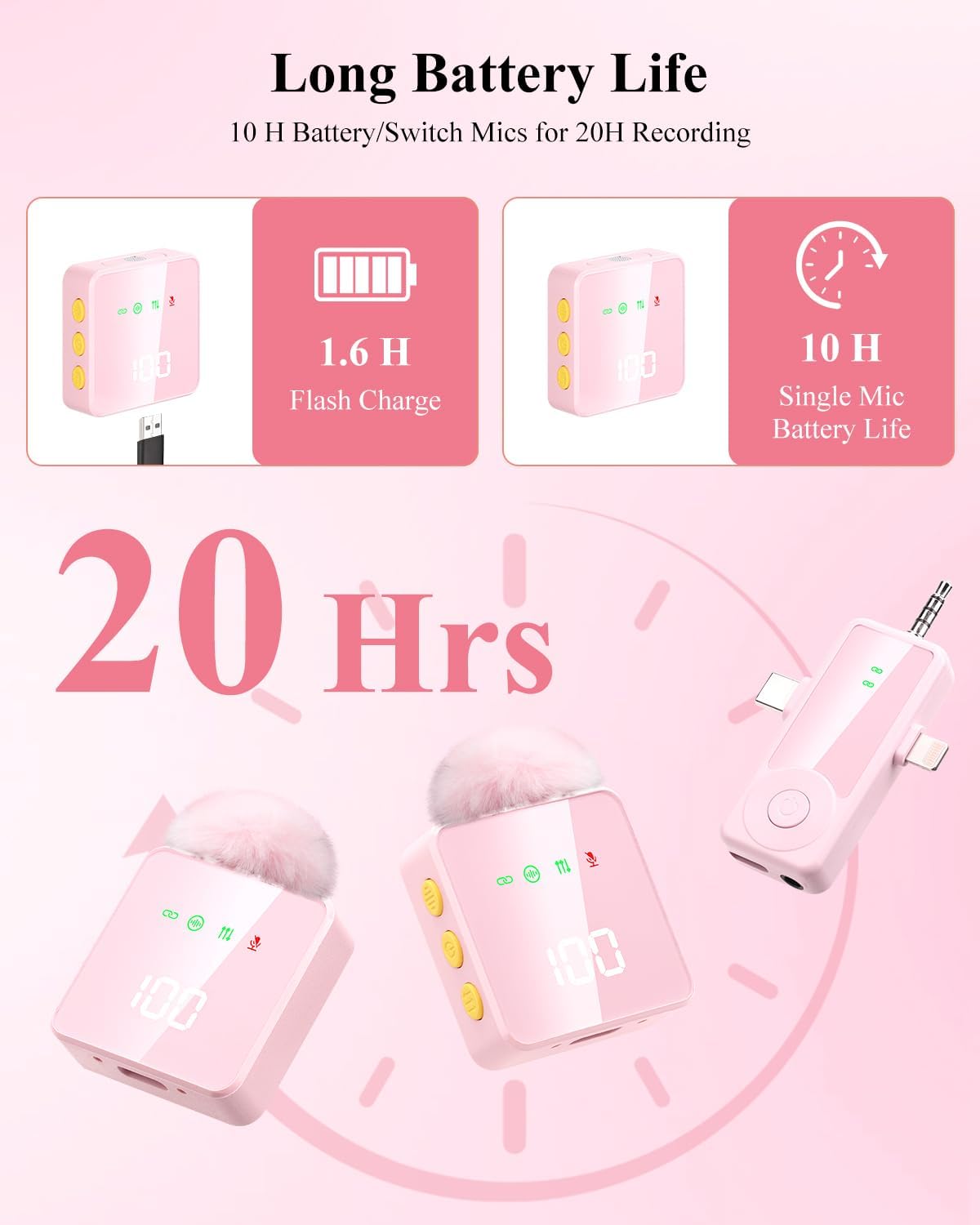 MICRÓFONO INALÁMBRICO 4 EN 1 APOMOV PARA IPHONE, ANDROID, CÁMARA, LAPTOP Y PC - 4