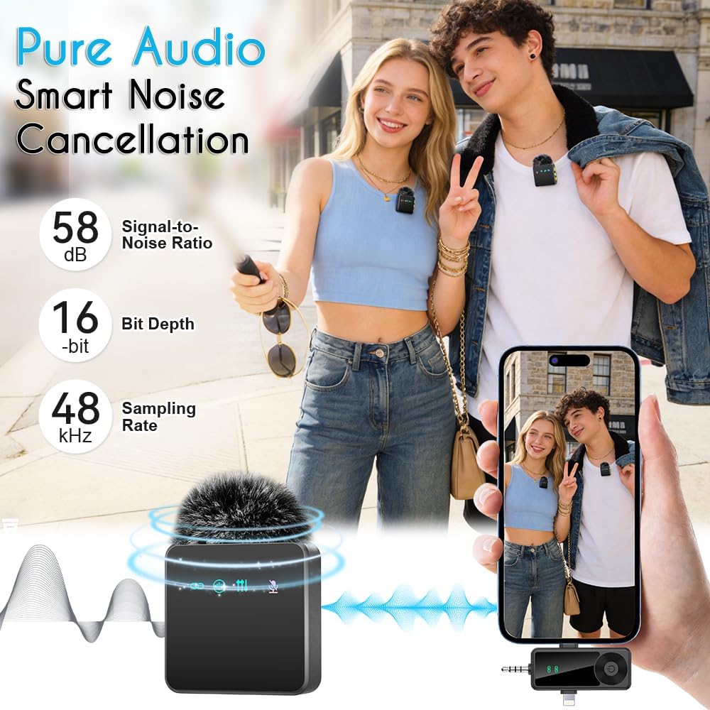 MICRÓFONO INALÁMBRICO MINI THERIVO PARA IPHONE, ANDROID Y CÁMARA CON REDUCCIÓN DE RUIDO - 2
